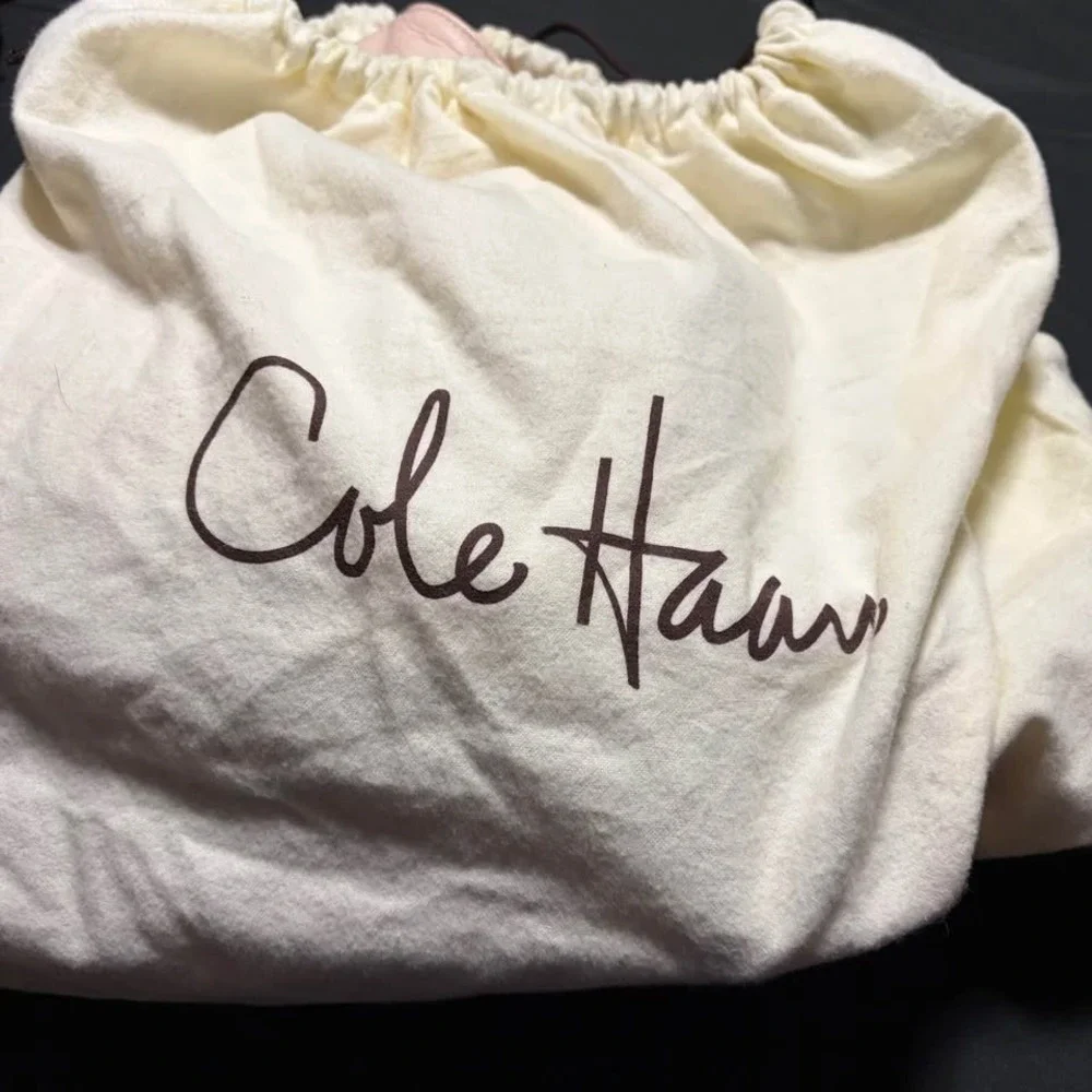 Cole Haan Blush Pink Pebbled Leather Hobo Shoulder Bag Dust Bag Wristlet EUC